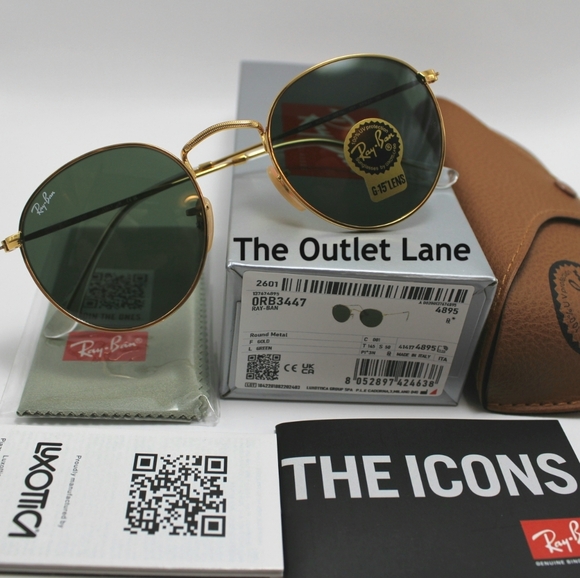Model Display Ray-Ban Round Metal Green G15 RB3447 - Picture 4 of 16